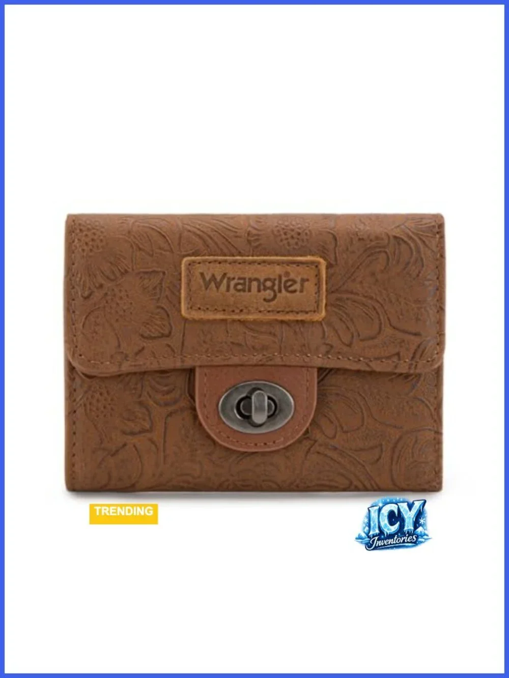 Faux Leather Trifold Wallet with RFID Blocking, 4 Card Slots & Coin Pocket